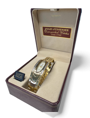 1970s NOS Vintage Jules Jurgensen 7942Y 16 Diamonds Quartz Ladies