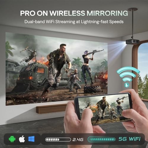 Smart Projektor mit WiFi und Bluetooth, NetfIix Official, 20W Lautsprecher, Grau - Bild 7 von 7