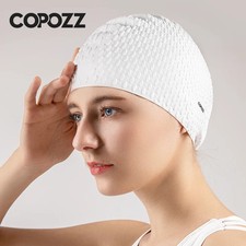 Silicone Swim Cap Set of 2 Waterproof Non Slip Swimming Caps Adults Long Hair
