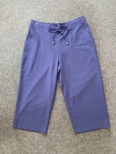 Papaya Woman Cropped Trousers Drawstring Straight Blue UK 12