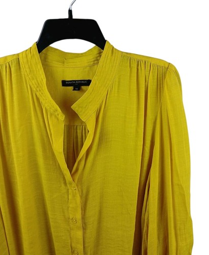 Banana Republic Balloon Long Sleeve Sheer Yellow VNeck Button Up Sz X-Large Top - Bild 3 von 10