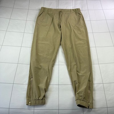 Albion Pants Womens Large Khaki Heather Tan Jetsetter Jogger Ankle Zip Sporty