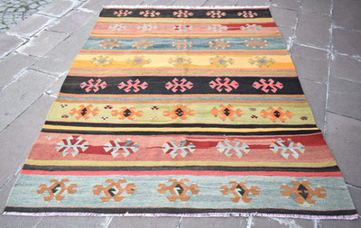 Vintage Turkish Rug 67'' x 86'' Anatolian Adana Rug Nomadic Woven Wool Area Rug