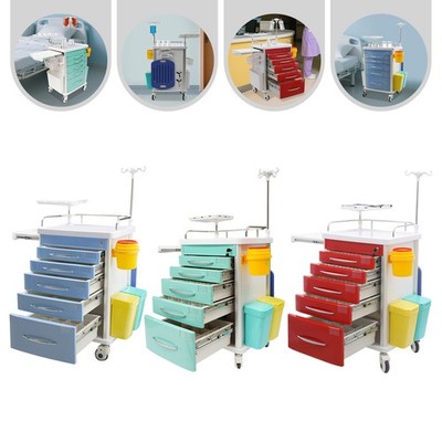 5 Tier Mobile Medical Trolley Rolling Crash Cart with 5 Drawers Lab Cart Nursing