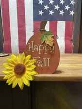 Wood Pumpkin Shaped Autumn Decor Happy Fall Sign Table Decor