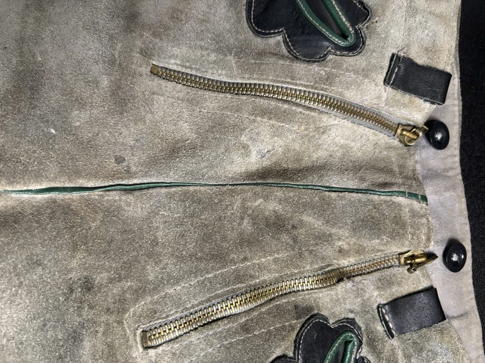 Pantalones Cortos de Cuero Bávaro Alemán Auténticos De Colección Camisas*Talla XXS/XS Foto 3 de 4