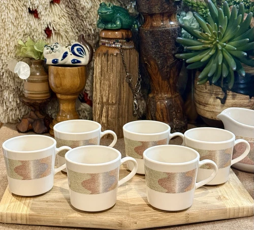 6 - Vintage Corning Corelle MIRAGE Coffee MUGS Cups 80’s Southwestern Aztec EUC