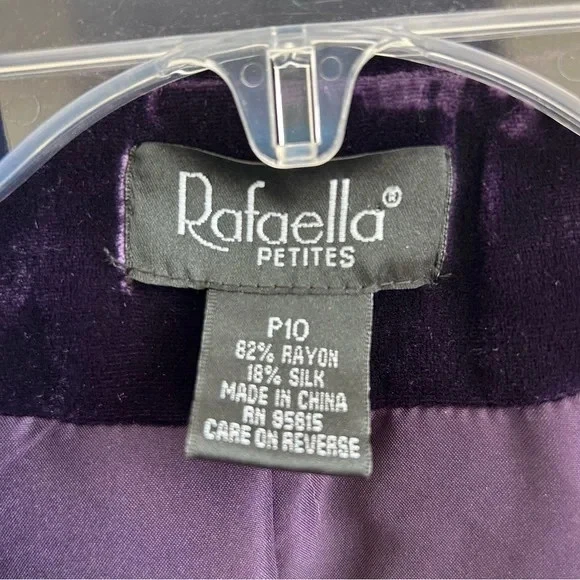 Blazer de terciopelo morado Rafaella para mujer talla 10 Petite Foto 3 de 4