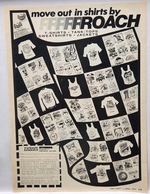 1974 Roach Studios Retro T Shirts Crazy Designs Original Print Ad 70s Vintage