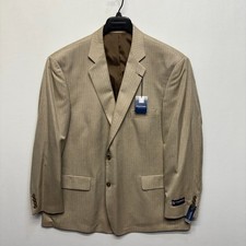 NWT Stafford Men Classic Fit Blazer Suit Jacket 50 Reg Khaki Herringbone D089 -9
