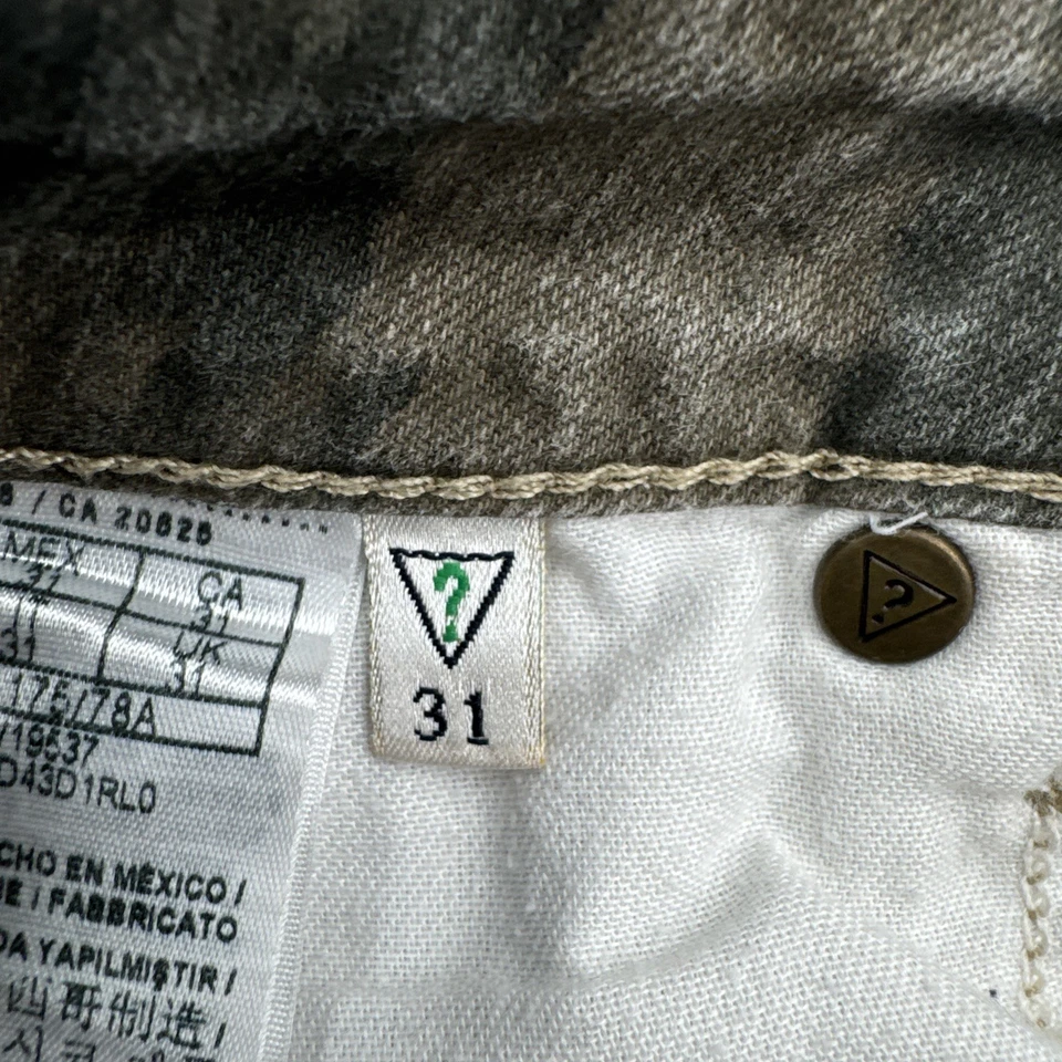 Pantalones Cortos Vaqueros Guess Vintage Floral Camuflados Talla 31 (30x2.5) Años 90 Verde Logo Guess Foto 3 de 4