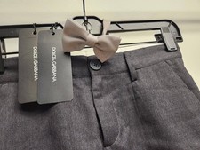 EMPORIO ARMANI JUNIOR WOOL DRESS TROUSER PANTS & DOLCE GABBANA GRAY BOW TIE SET