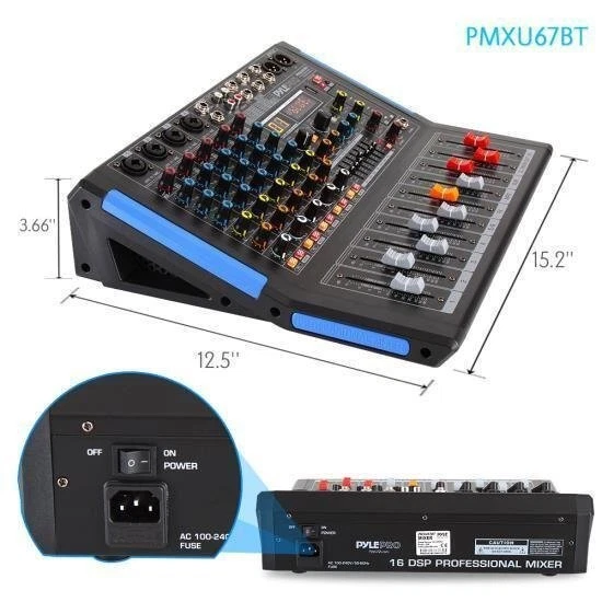 Pyle 6Ch Bluetooth Studio DJ Controller Audio Mixer Console System/ PMXU67BT - Image 3 of 4