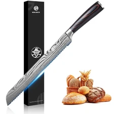 Bread Knife 10 Inch Serrated Stainless Steel Pakkawood Handle Slicing Tool