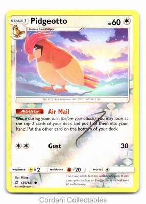 Pidgeotto 123/181 Pokemon Team Up Reverse Holo NM