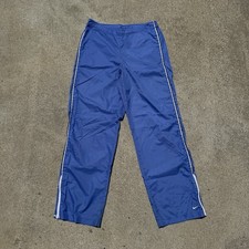 Vtg Nike Windbreaker Track Pants Blue Piping Zip Ankle Youth L Fits Mens M