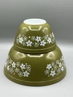 Vintage Pyrex Spring Blossom Green Crazy Daisy Bowl Small & Large 401 403