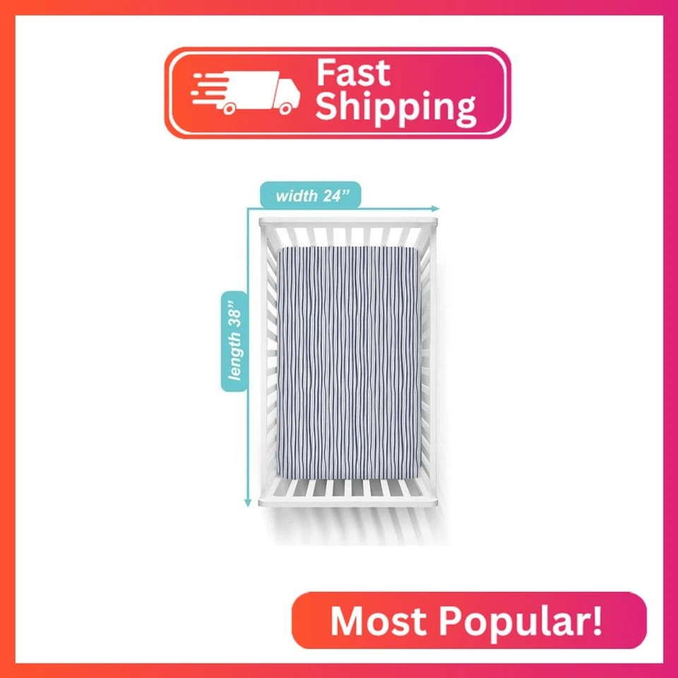 American Baby Company 2 Pack 100% Natural Cotton Fitted Mini Crib Sheets 38" x 2 - Image 2 of 2