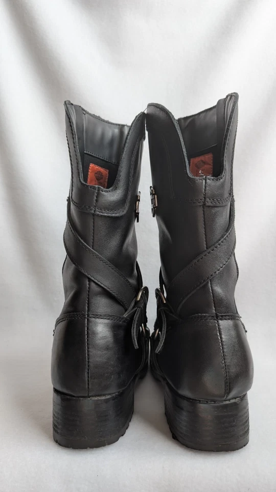 Botas de moto Harley-Davidson de cuero negro con hebillas D85514 para mujer talla 8M Foto 2 de 4