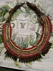 Vintage 1990s Beaded Pink 18" Choker Collar Costume Jewelry