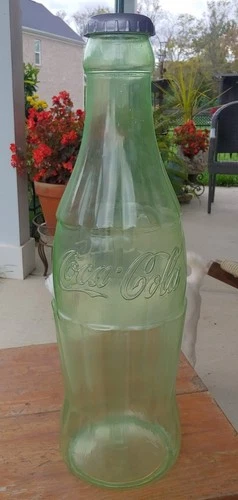 Vintage COCA-COLA 23-1/4" GIANT Green Plastic Coke Bottle PIGGY BANK Coin Bank