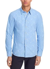 PS Paul Smith Mens Tailored Fit Floral Cotton Shirt Large Light Blue - NWT $195