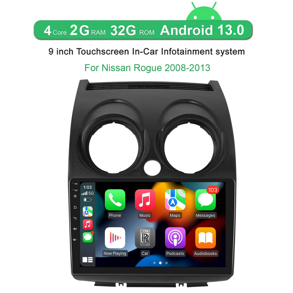 SIXWIN 2G 64G Android 13 autoradio voor Nissan Qashqai J10 2006-2016 met Wireless CarPlay Android Auto 9 inch scherm Touch Bluetooth Mirror Link WiFi GPS FM RDS