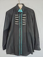 Wanted By Beads Beautiful Men s West Of Santa Fe Black Shirt Small Vintage