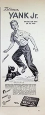 VINTAGE 1940s Print Ad ~ Reliance Yank Jr Apparel For Boy of All Ages ~