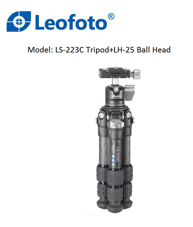 New Leofoto LS-223C+LH-25 Tripod+Ball Head/Max Load 22lb/Compact
