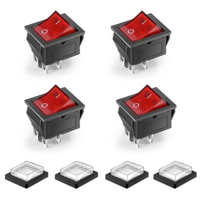 4 Stücke 4 Pins 2 Position Ein/Aus Wasserdichte Led Beleuchtet Wippschalter 