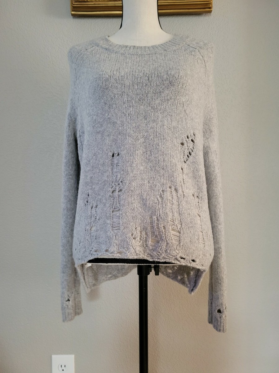 BCBGMaxazria Grey Structured Hi Low Wool Alpaca Knit JUMPER
