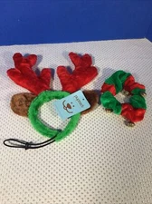 Pupteck Christmas Reindeer Dog Antlers and Collar - Dog Accessories - New