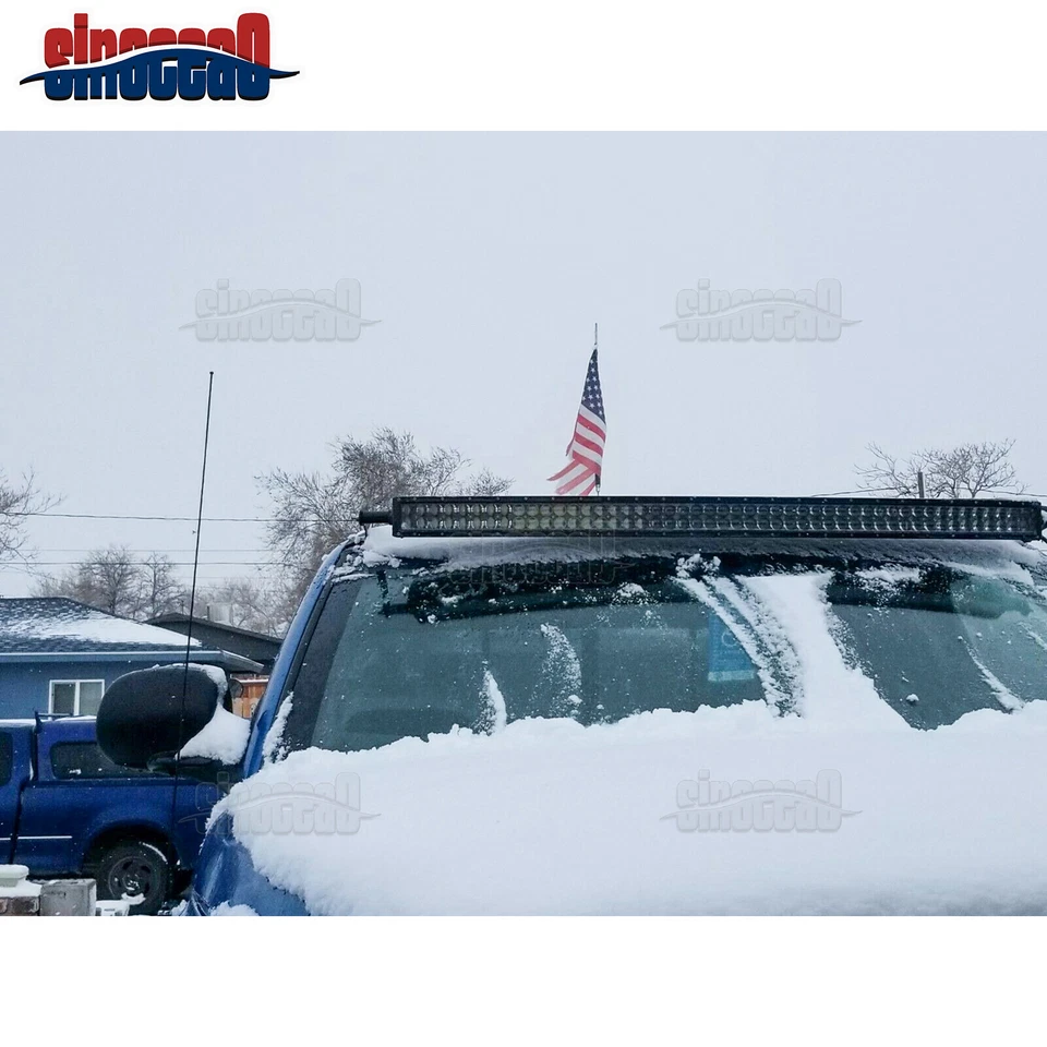 Kit de soporte de montaje de pilar de techo barra de luz curva de 52" para Dodge Ram 1500/2500/3500 Foto 2 de 4