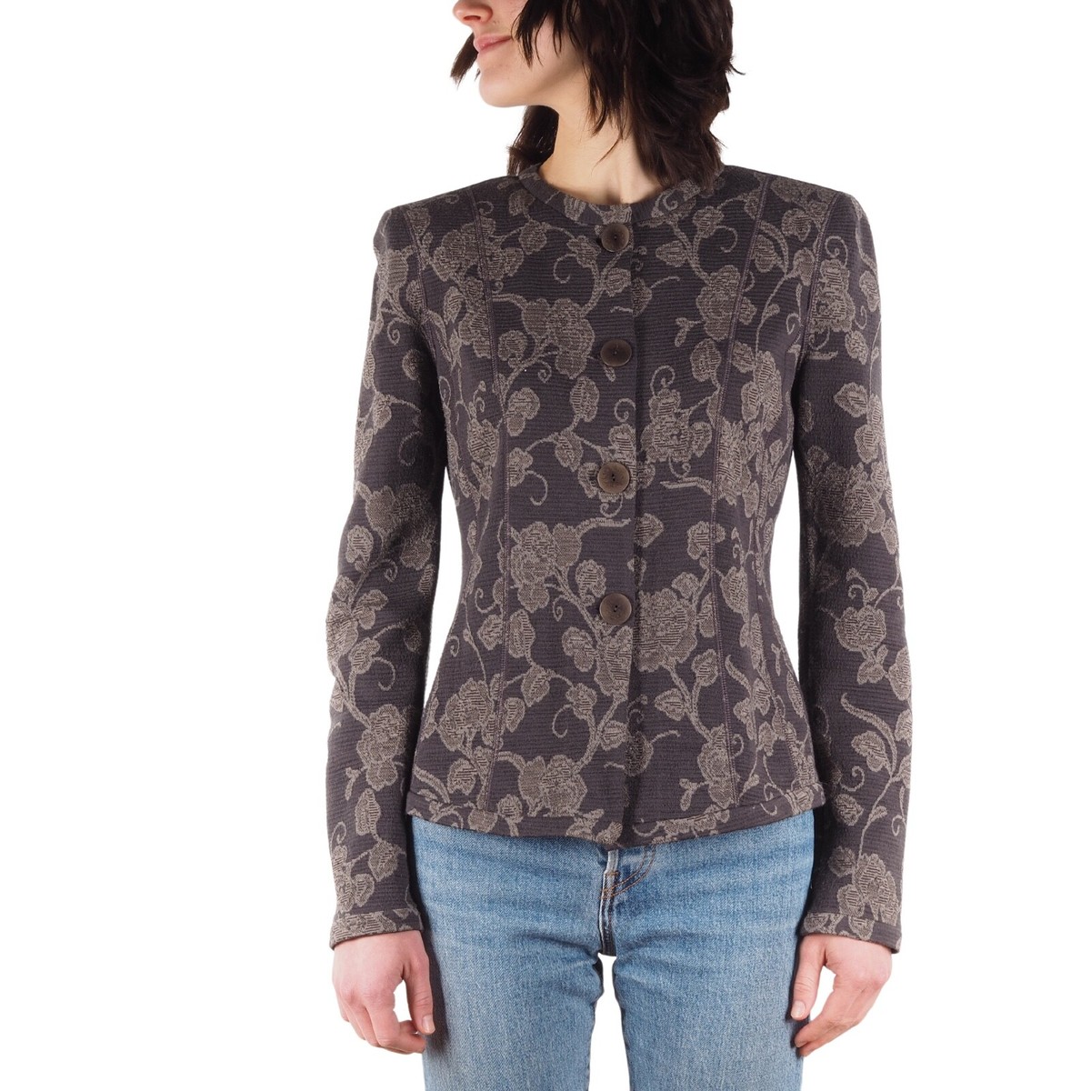 Armani Collezioni Women's Wool Beige Floral Jacket Blazer size M