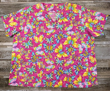 Scrub top pink yellow butterfly Nurse Medical