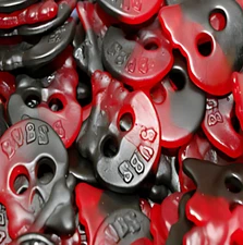 2 Pounds Swedish Candy Original from Sweden - Bubs Raspberry/Liquorice Skull