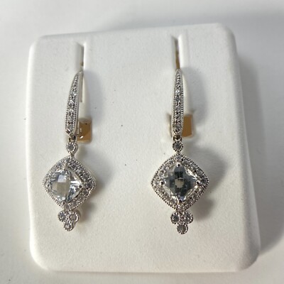 Fine Jewelry Elegant White Topaz White Sapphire SS 925 dangle earrings