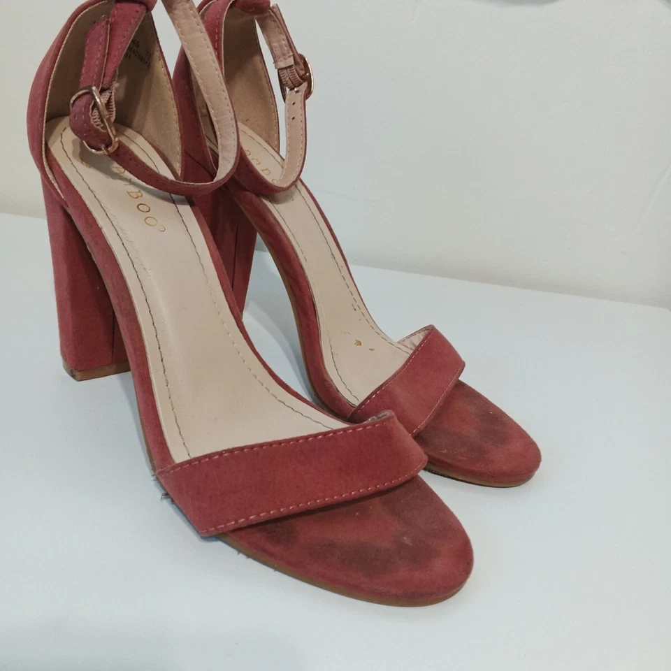 BAMBOO Correa de Tobillo 4" Tacones Gamuza Rosa Talla 7.5 Foto 3 de 4