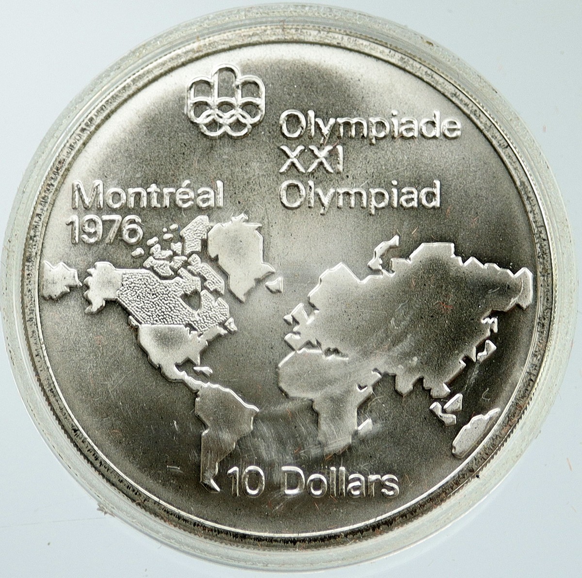 1973 CANADA Elizabeth II Olympics Montreal World Map BU Silver $10