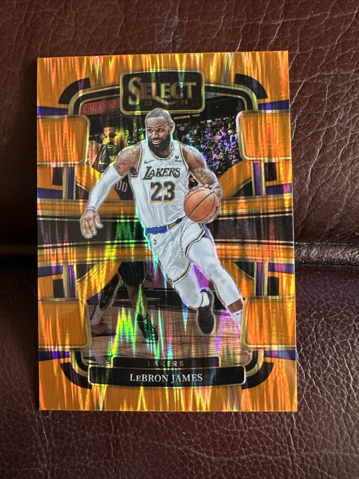 Lebron James 2023-24 Select Concourse Orange Flash Prizm #66 Los Angeles Lakers