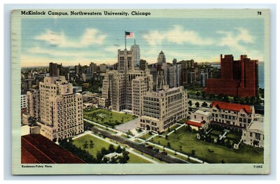 Postcard McKinlock Campus Northwestern University Chicago Illinois Linen Posted