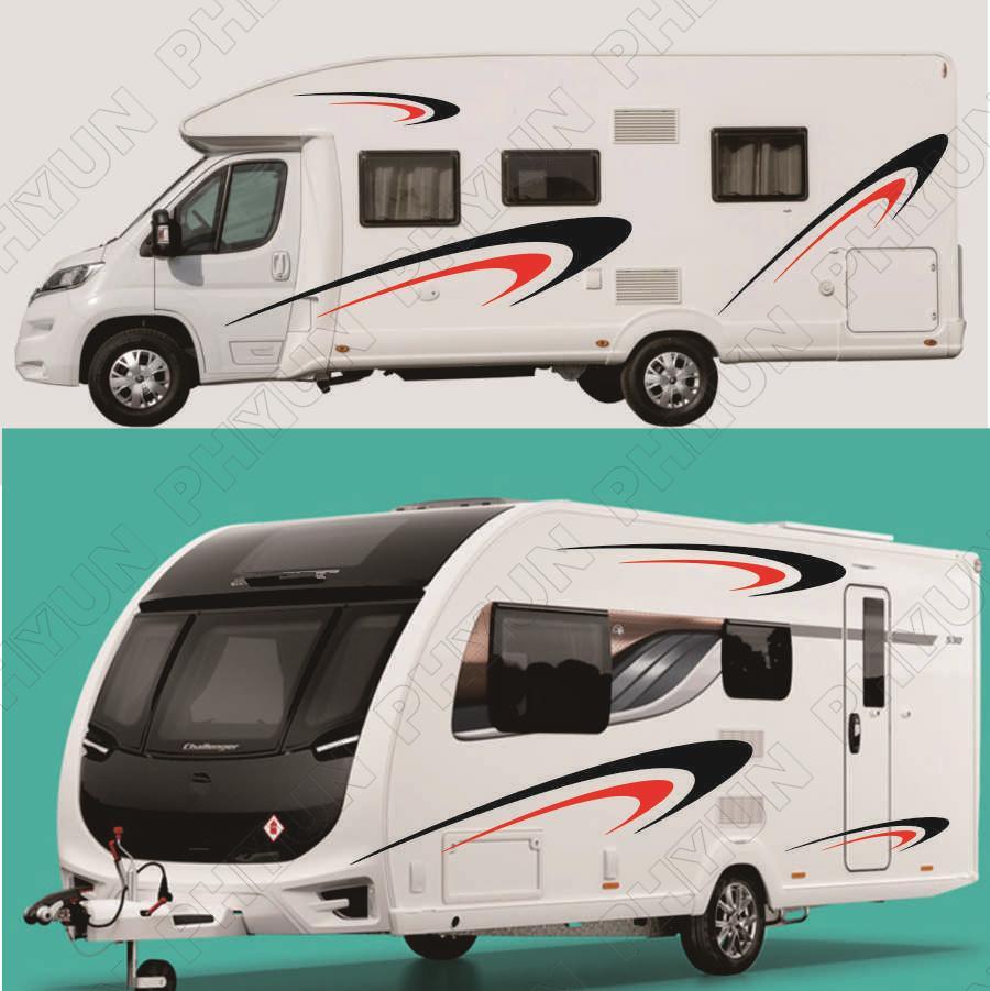 Van Decals Ketsicart® Motorhome Sticker Caravan Travel Trailer Camper Van  Stripes Graphics Decals Car Stickers Car Decoration Sticker Black Decals  For Motorhome, image size:900x901