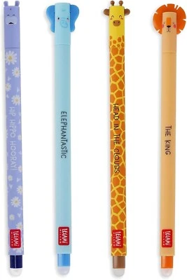 LEGAMI - 4er Set Gel-Radierstifte, Wildlife, Stifte mit radierbarer Tinte