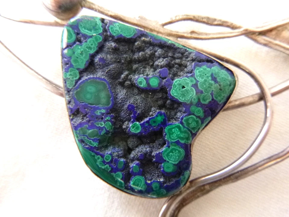 Collar Avi Soffer Israel Azurita Forma Libre 20" Plata de Ley 925 66gr Firmado Foto 4 de 4