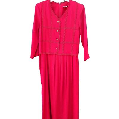 Vtg Miss Dorby Dress Red Faux Jacket Lace Button Accent Office Career Formal | eBay Vtg Miss Dorby Dress Red Faux Jacket Lace Button Accent Office Career Formal | eBay