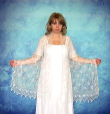 Knitted Goat Down Orenburg Shawl Scarf With Embroidery Handmade