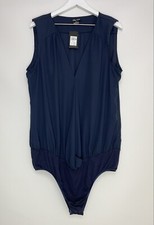 NWT City Chic Top Wrap Sleeveless Bodysuit Navy Blue Size Medium/US 18