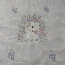 Vintage Pink Baby Elephant Crib Blanket Hand Embroidered Hand Crafted Kids 31x54
