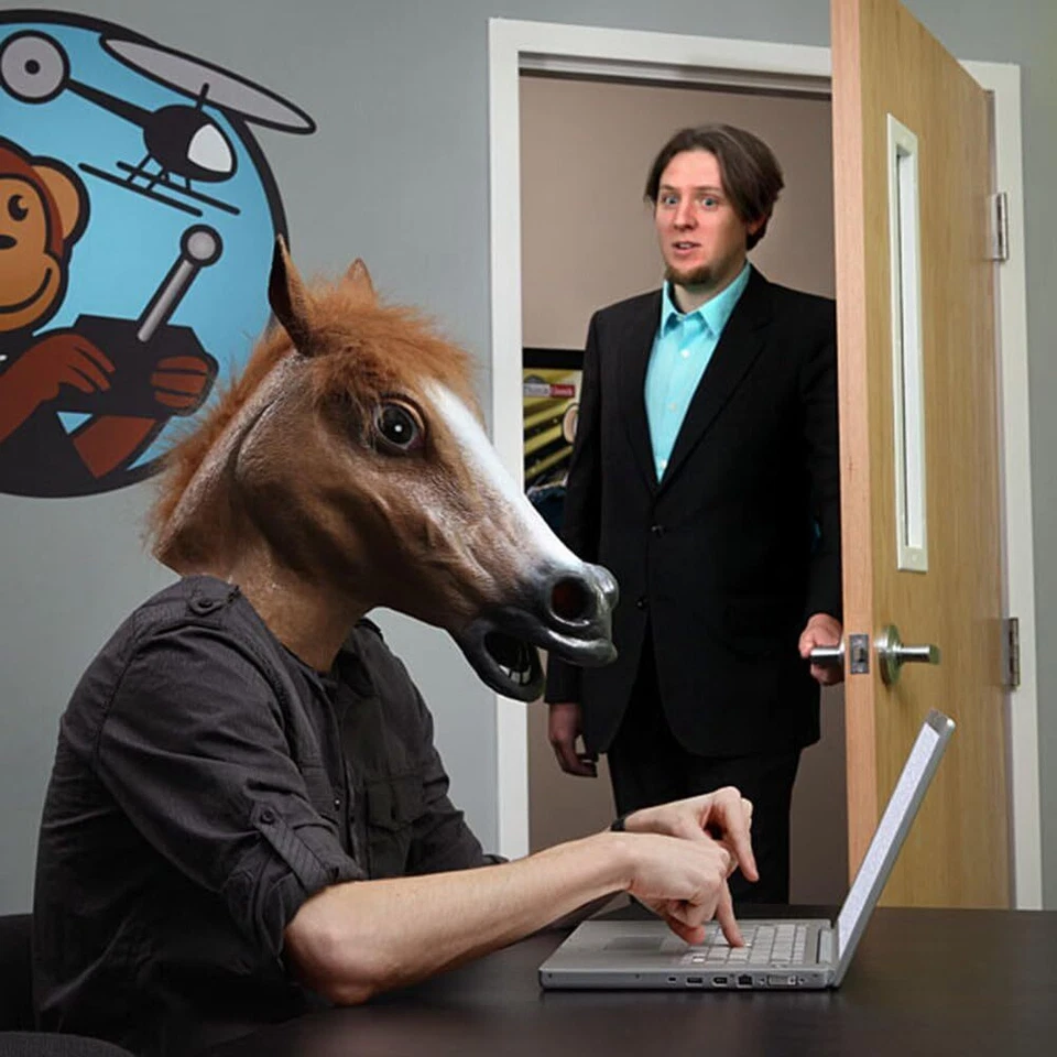 Adult Horse Full Head Latex Mask Bizarre Funny Mask Cosplay Props for Halloween - Image 4 of 4